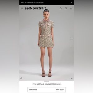 Self Portrait PINK METALLIC BOUCLE MINI DRESS